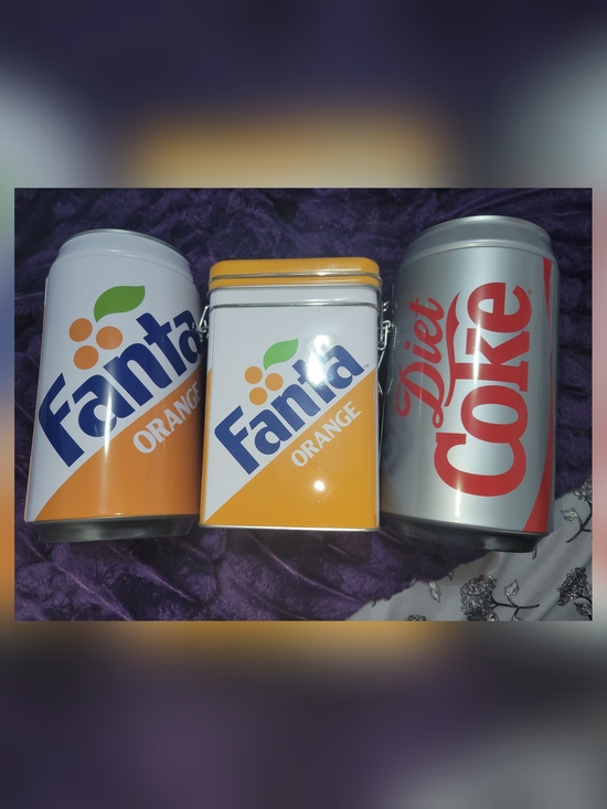 Other - 3️⃣for💲50‼️Fanta Orange Tin Canister And Tin Bank, Diet Coke Tin Bank